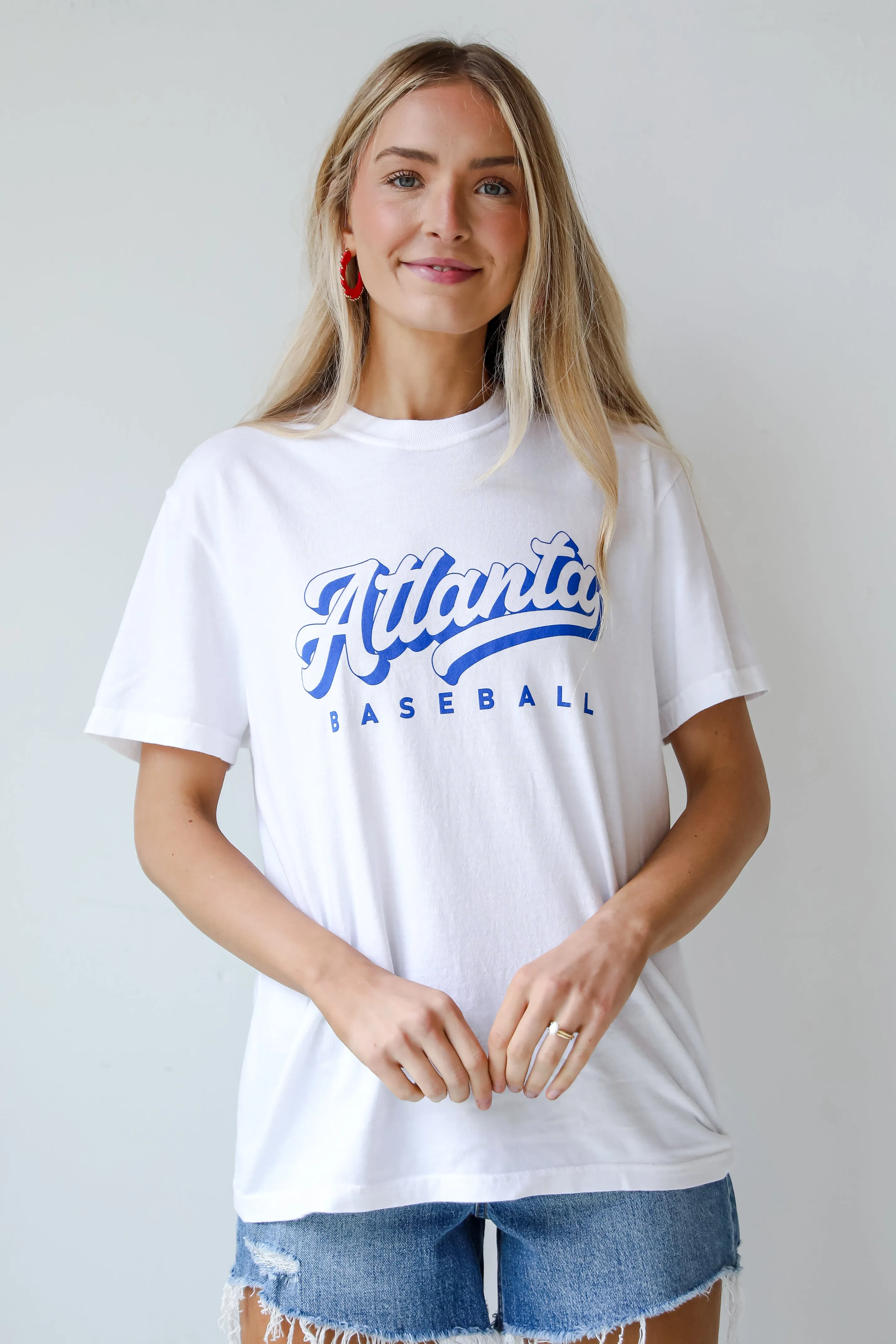 White Atlanta Baseball Graphic Tee