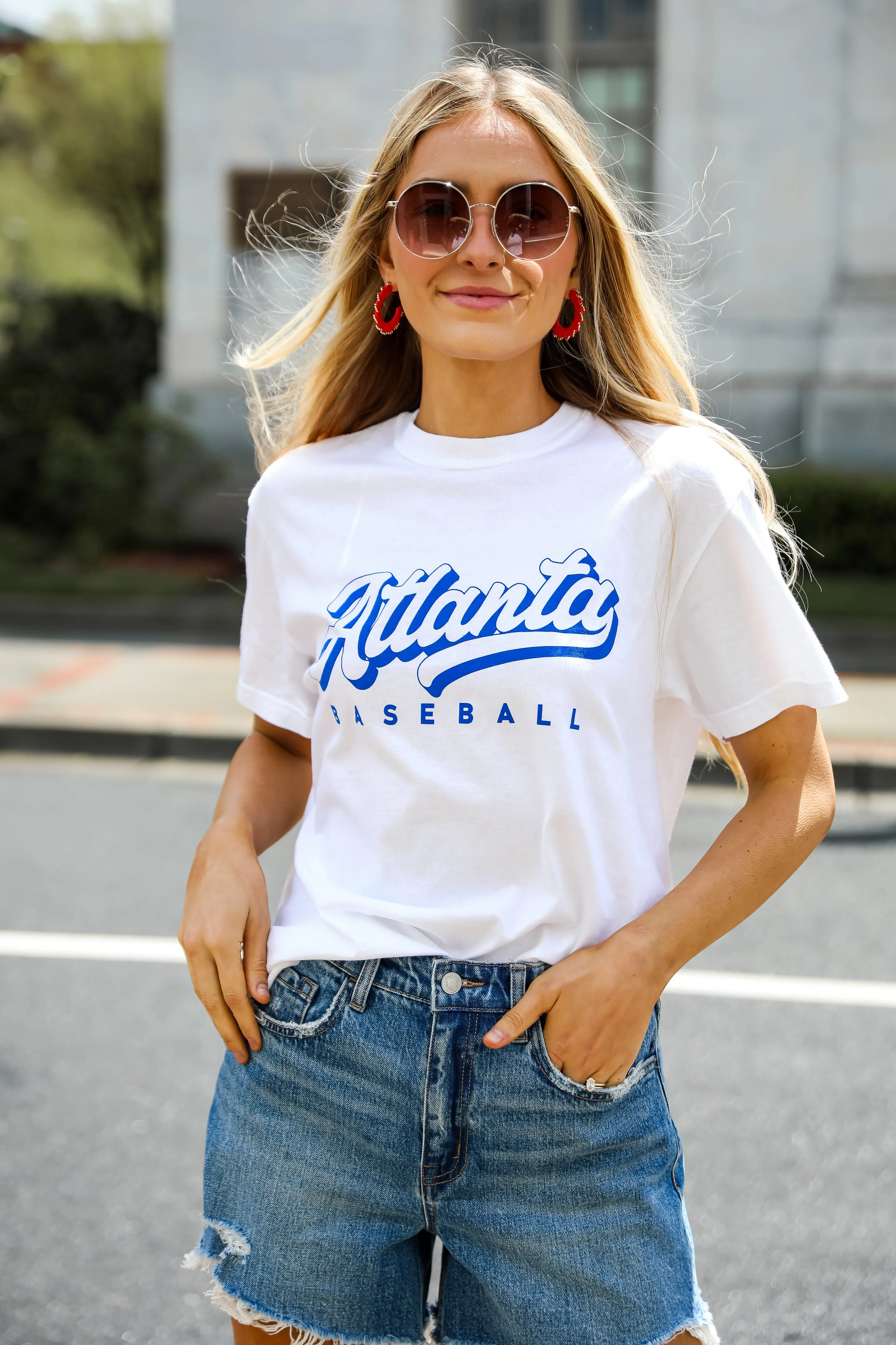 White Atlanta Baseball Graphic Tee