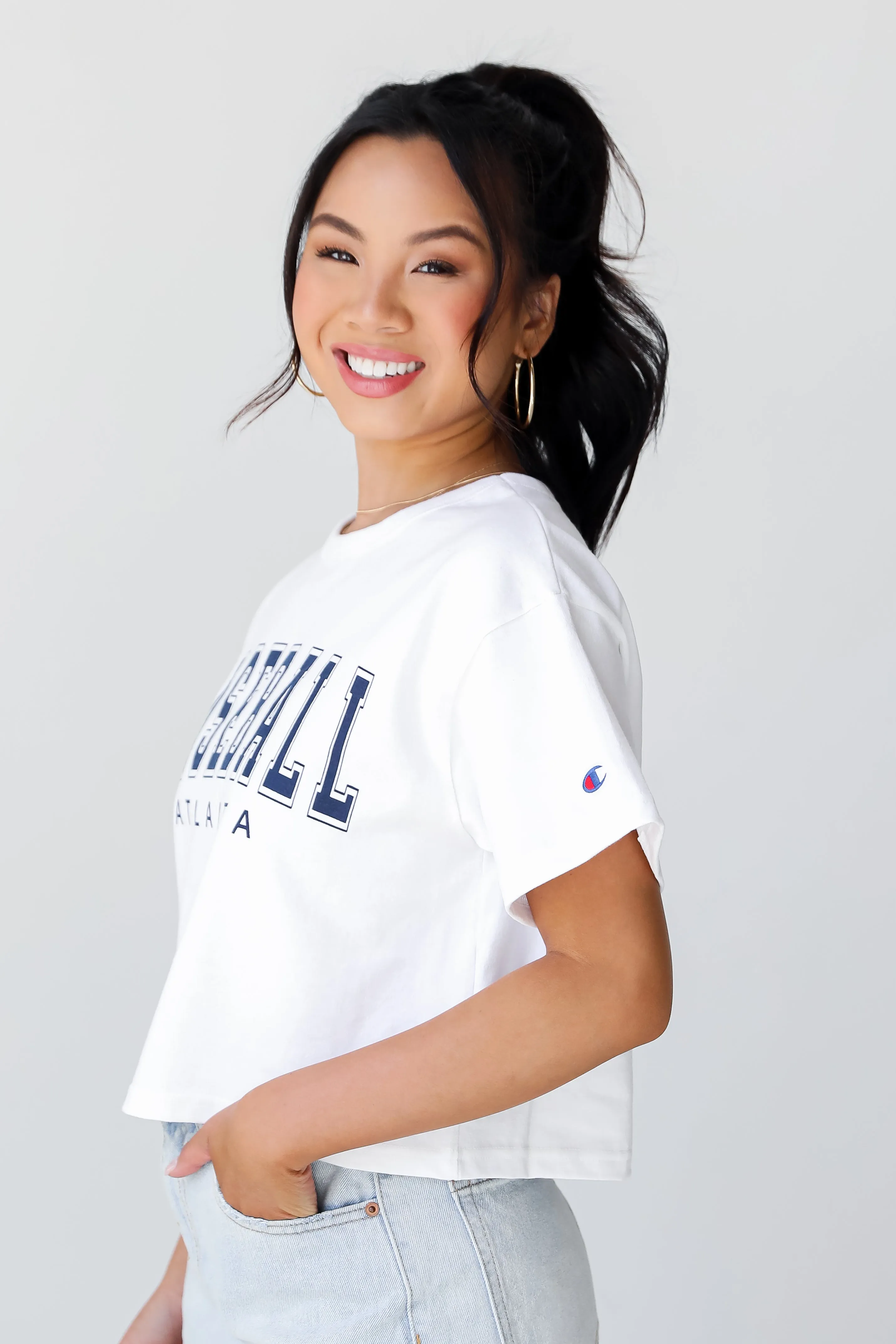 White Baseball Atlanta Cropped Tee