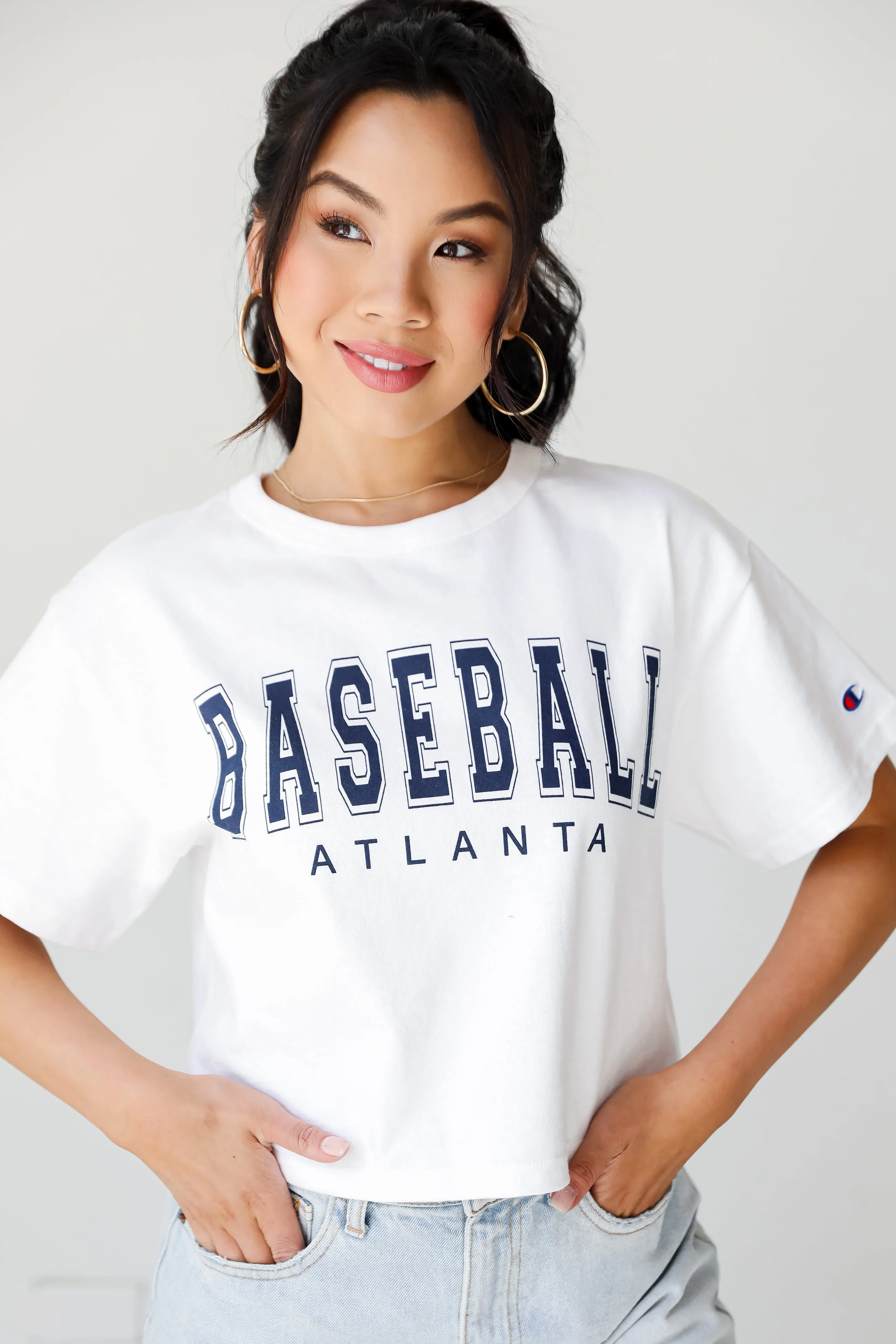 White Baseball Atlanta Cropped Tee