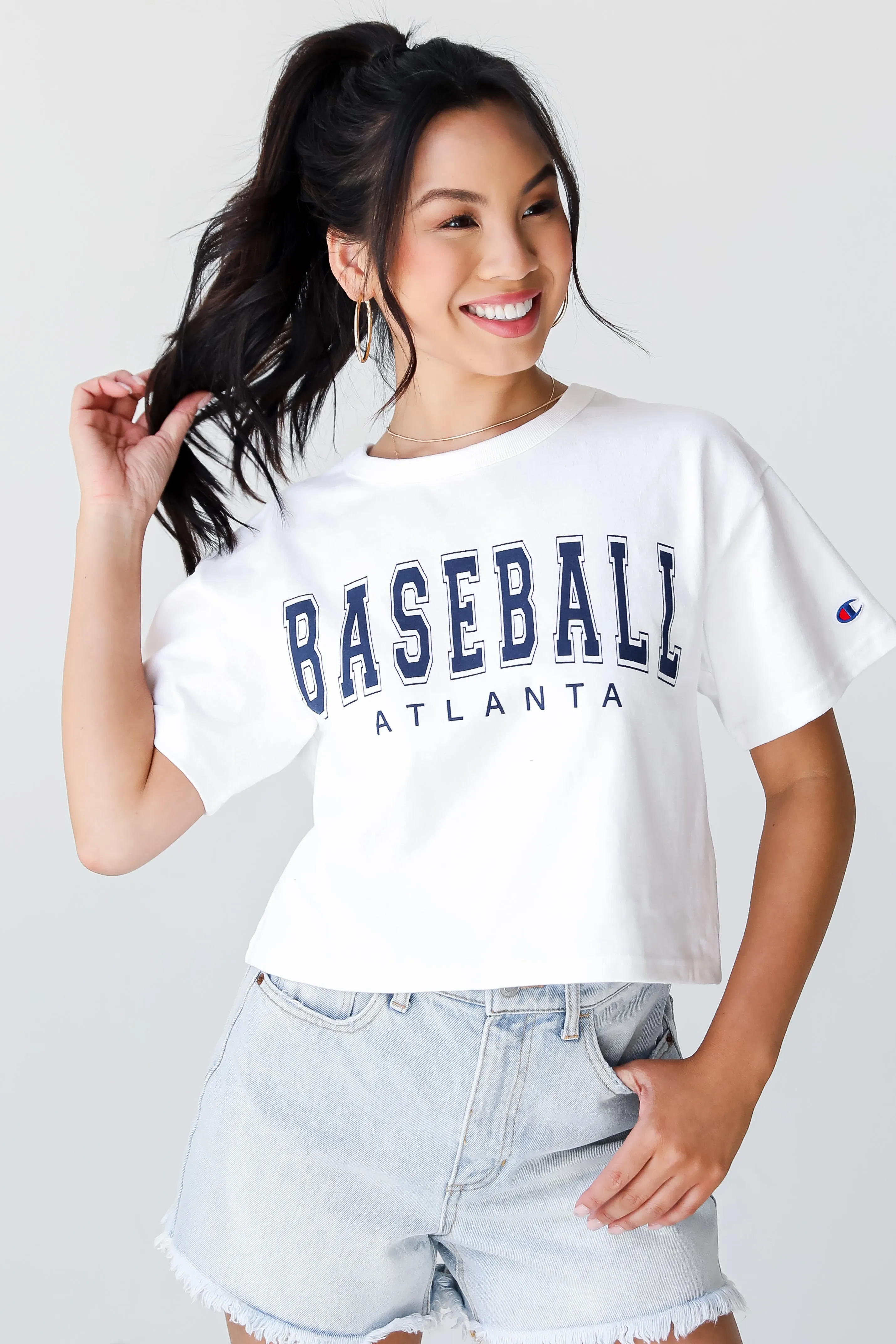 White Baseball Atlanta Cropped Tee