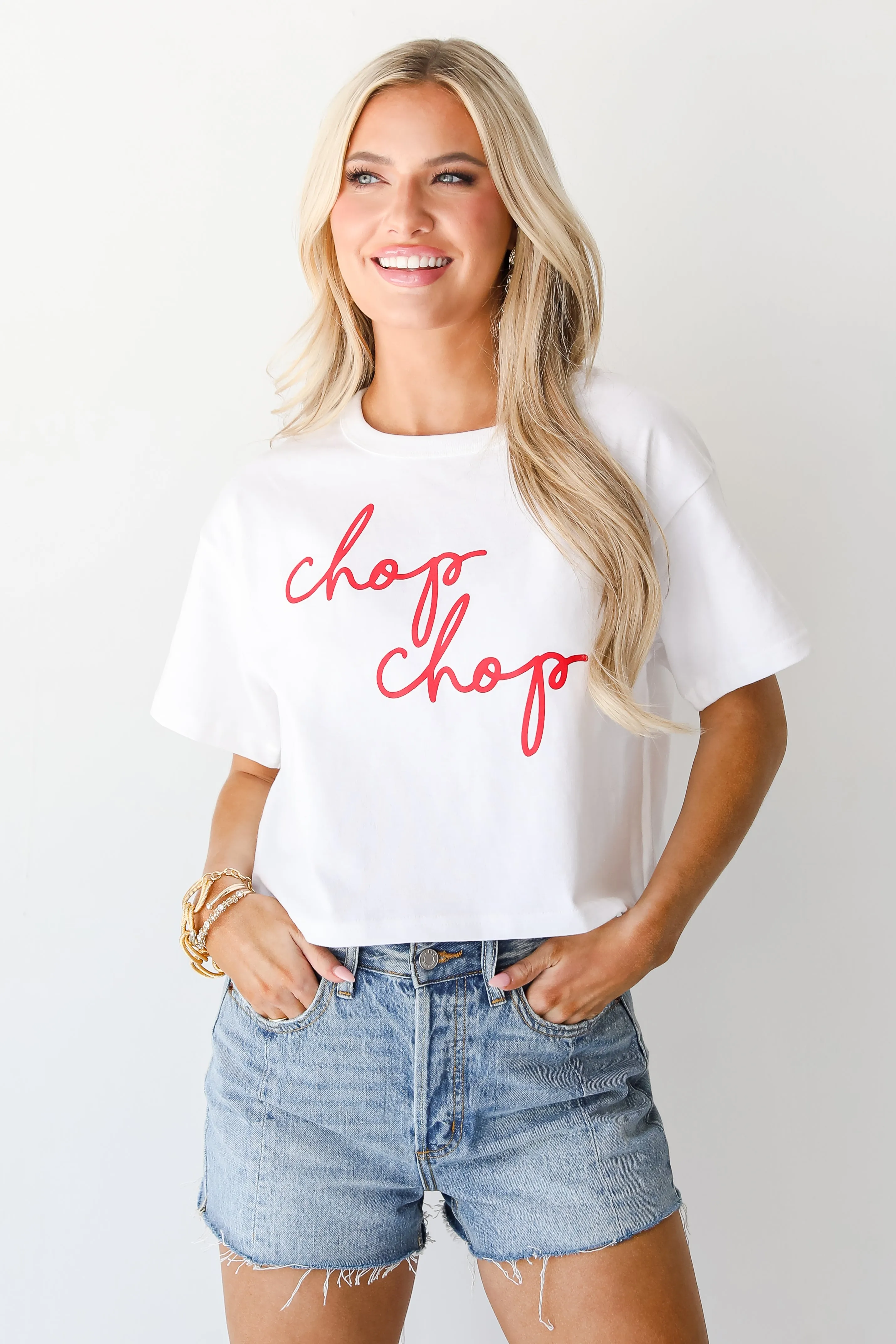 White Chop Chop Cropped Tee