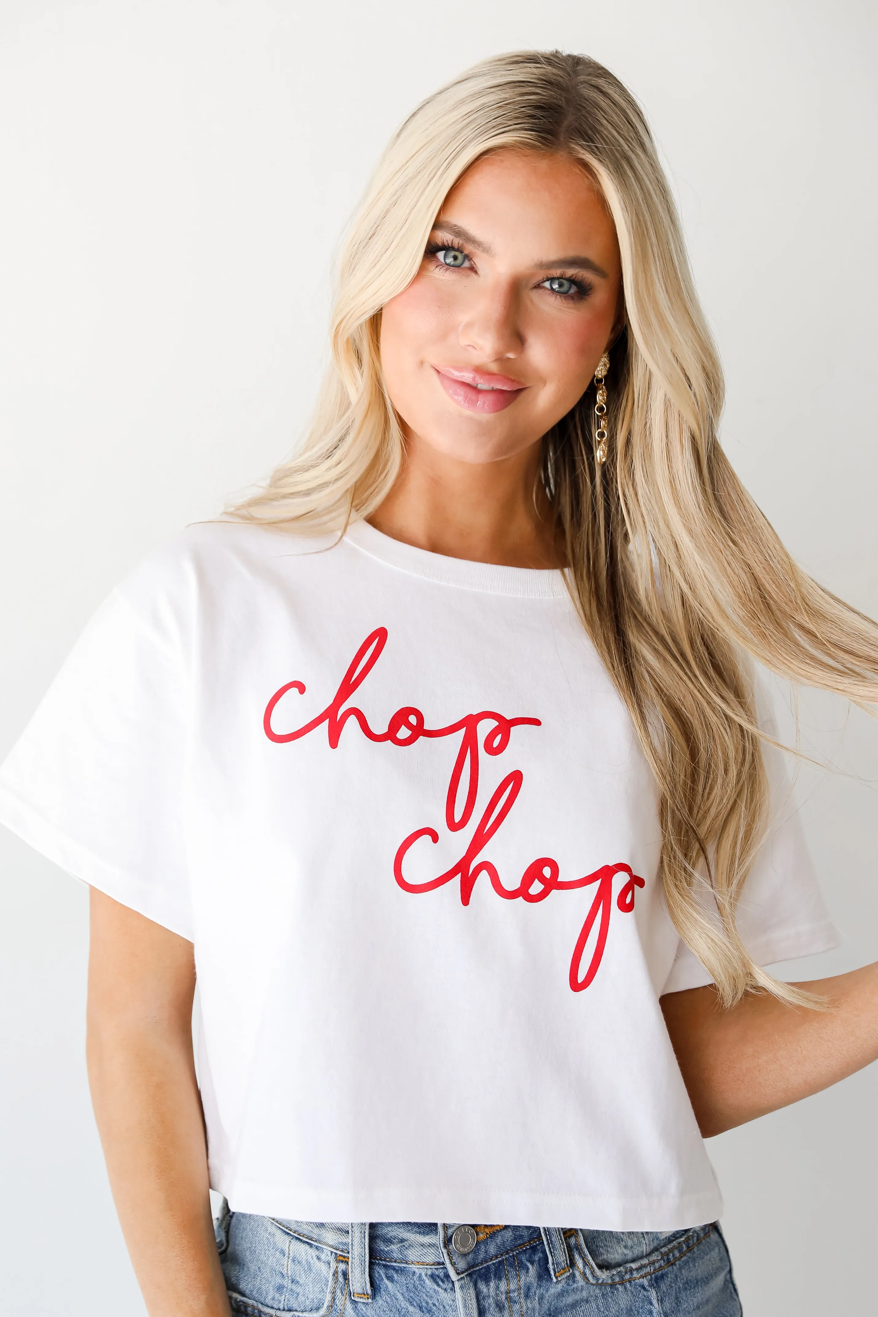 White Chop Chop Cropped Tee