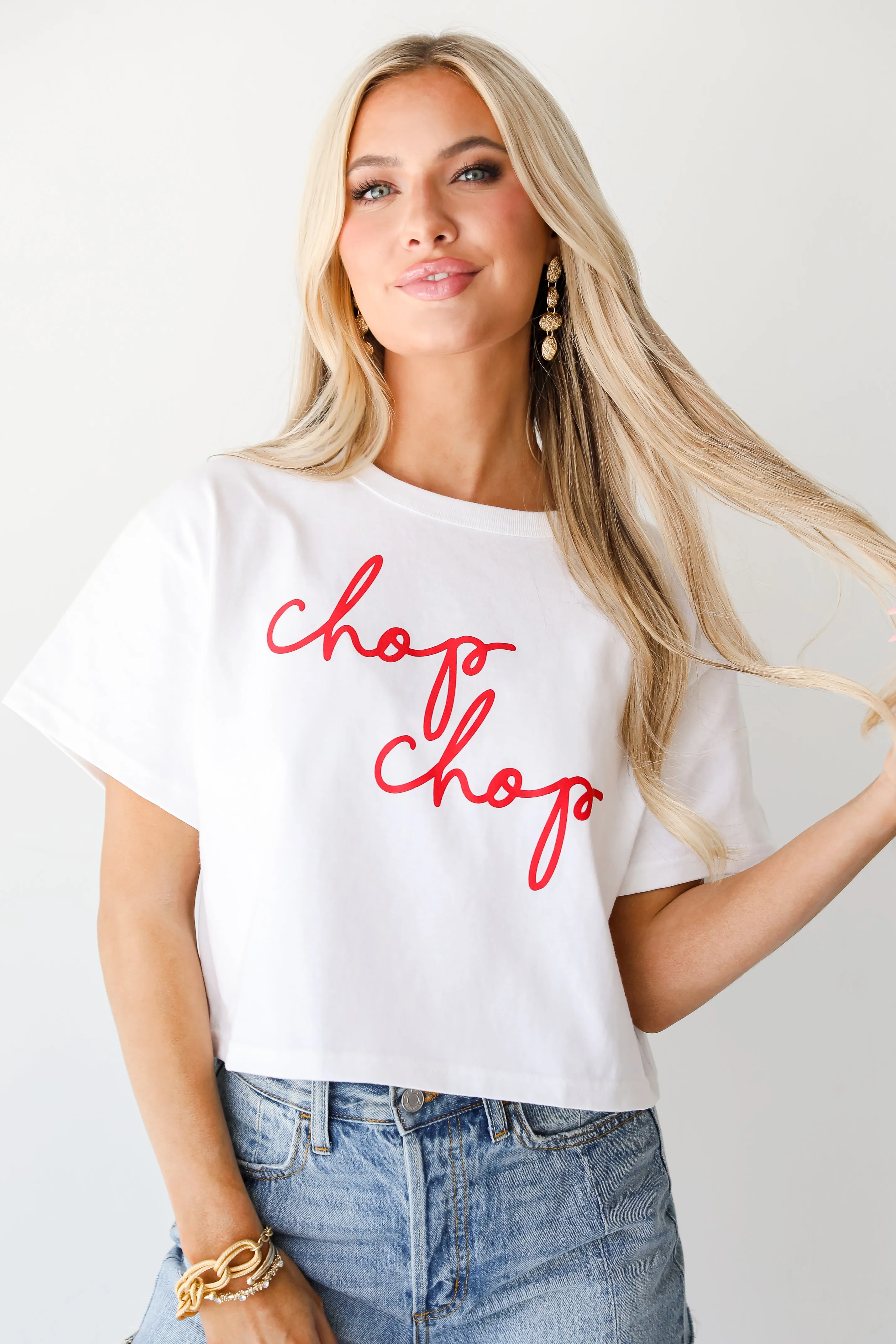 White Chop Chop Cropped Tee