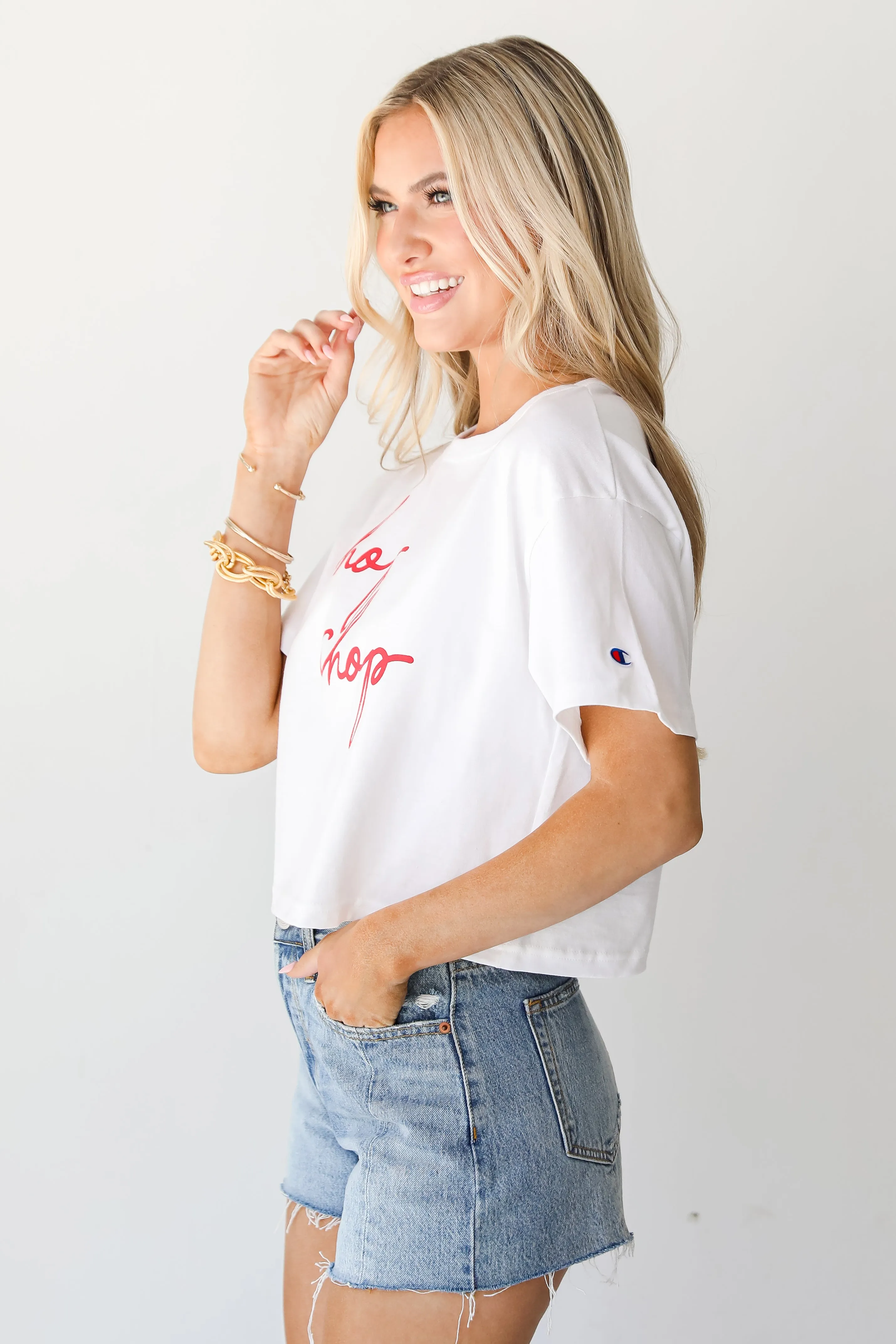 White Chop Chop Cropped Tee