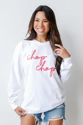 White Chop Chop Long Sleeve Tee