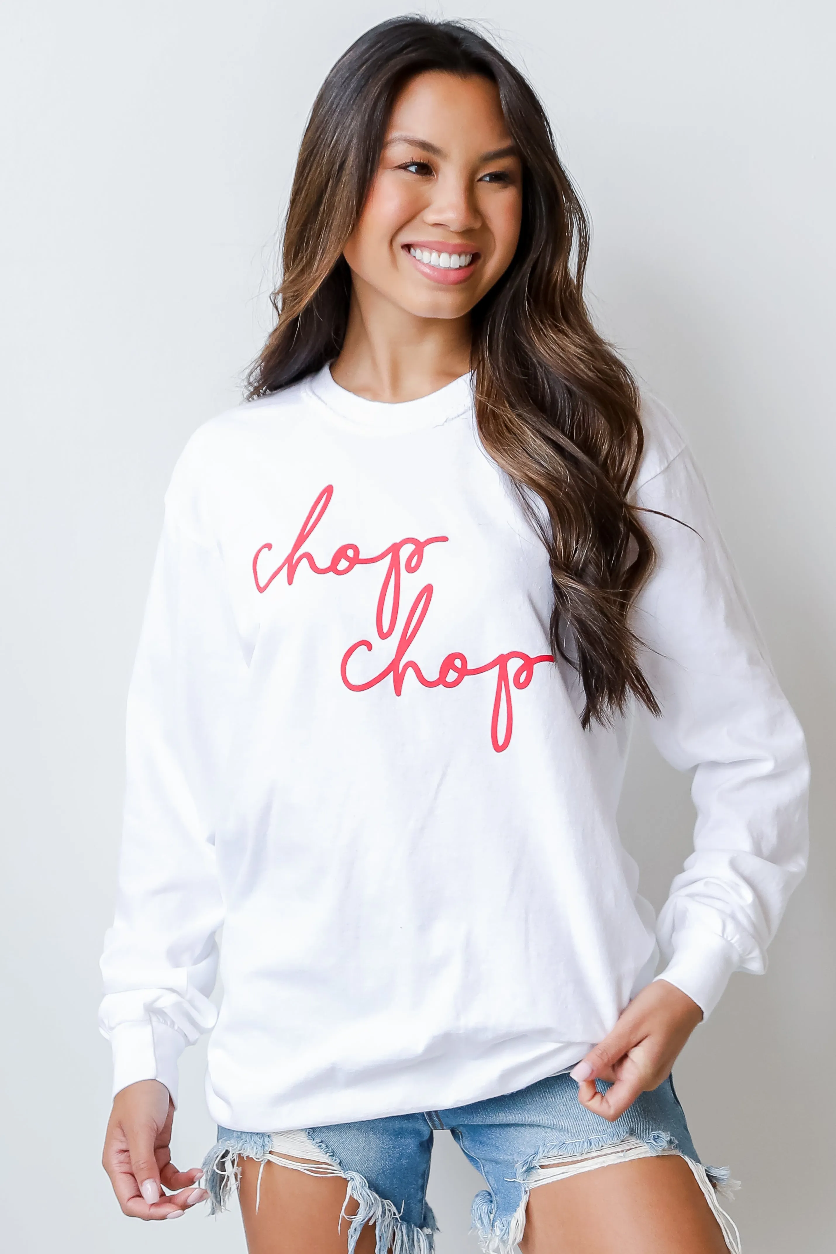 White Chop Chop Long Sleeve Tee