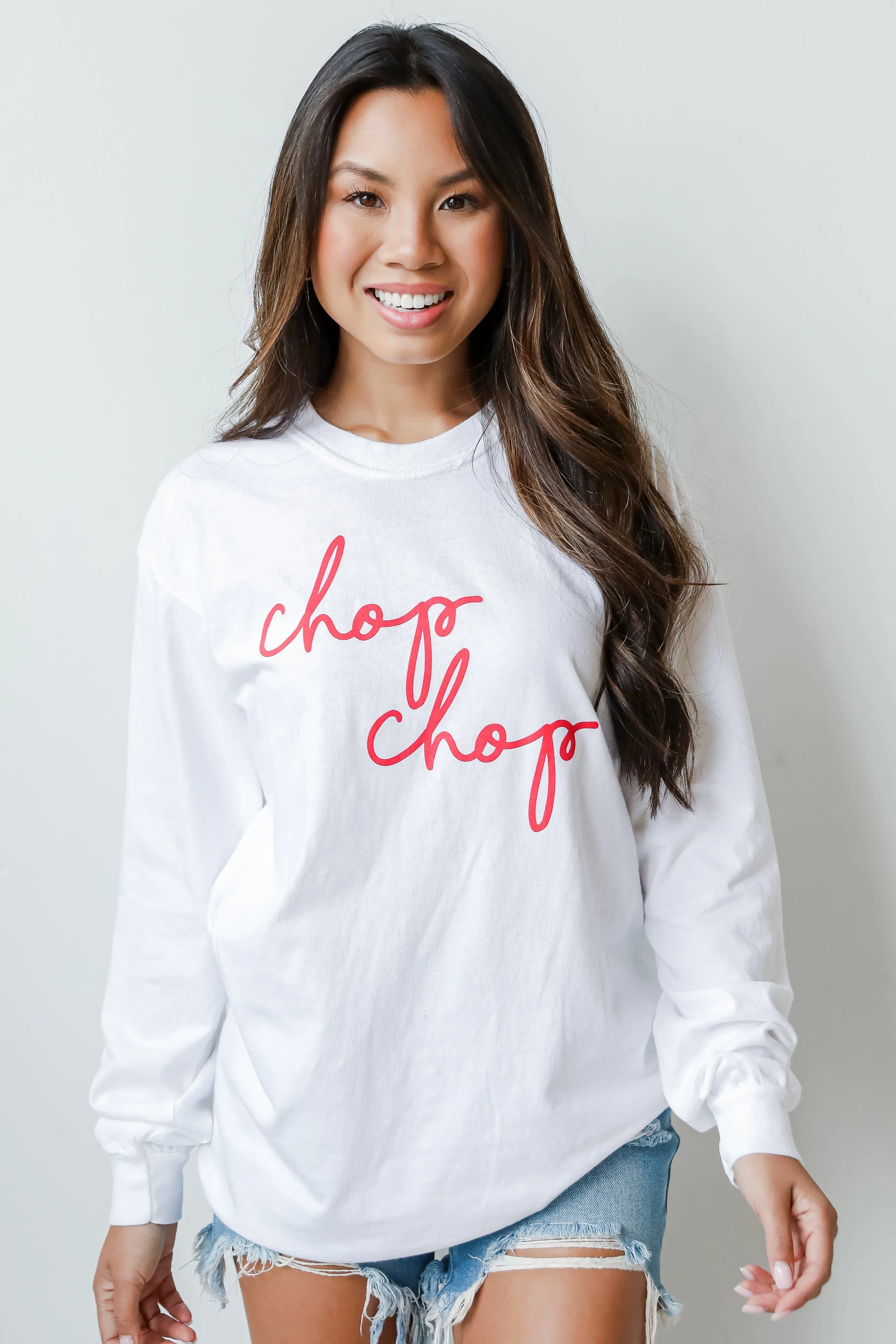 White Chop Chop Long Sleeve Tee