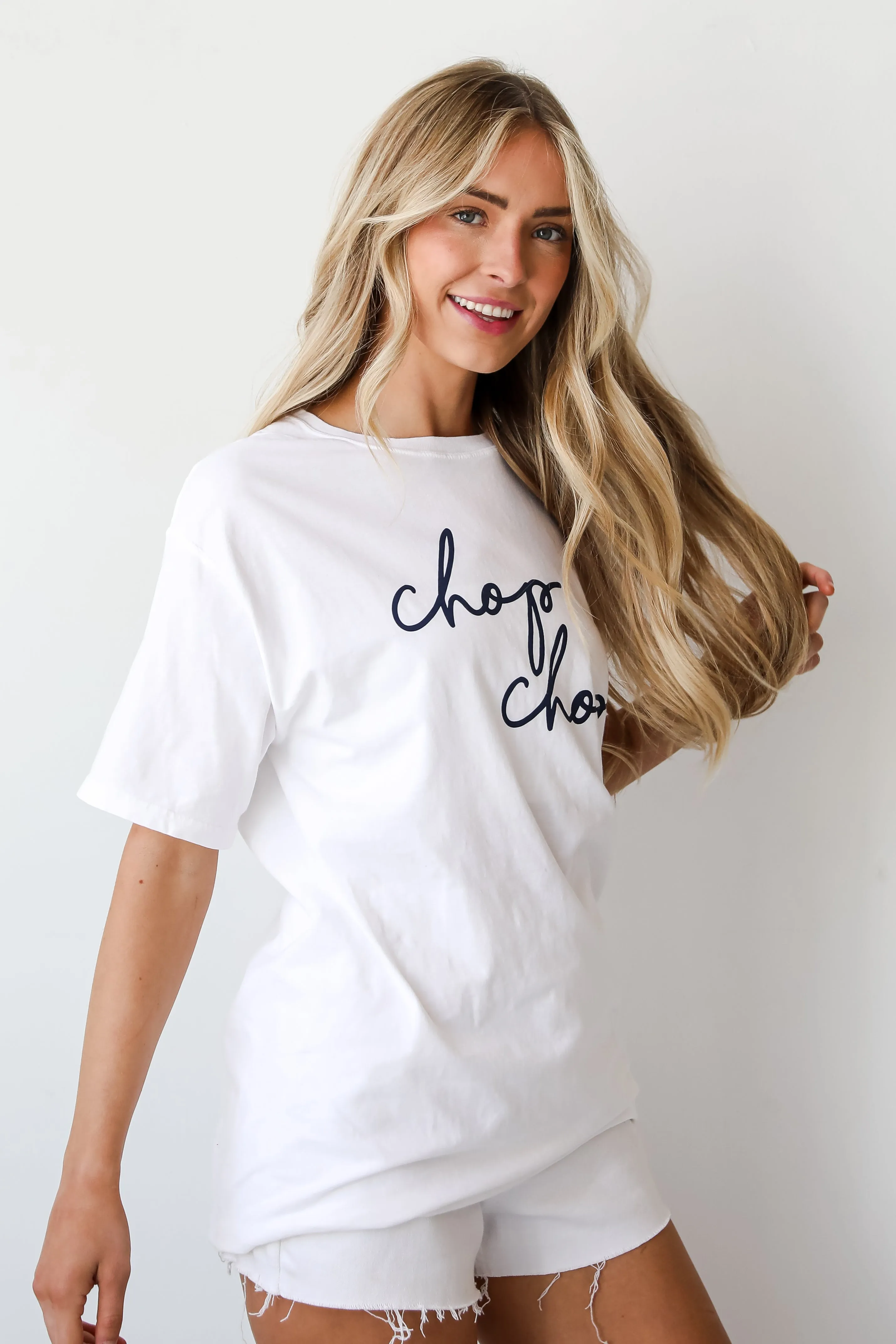 White Chop Chop Script Tee