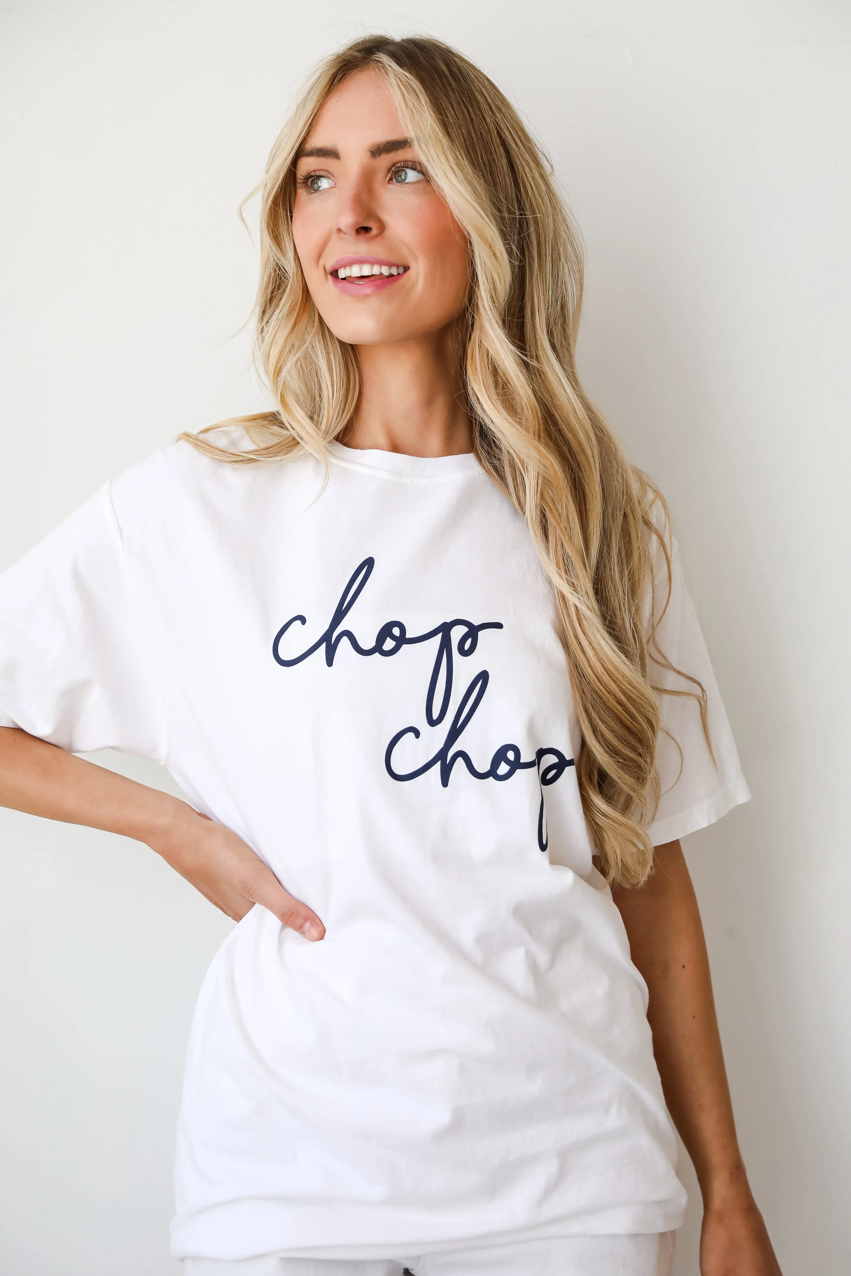 White Chop Chop Script Tee