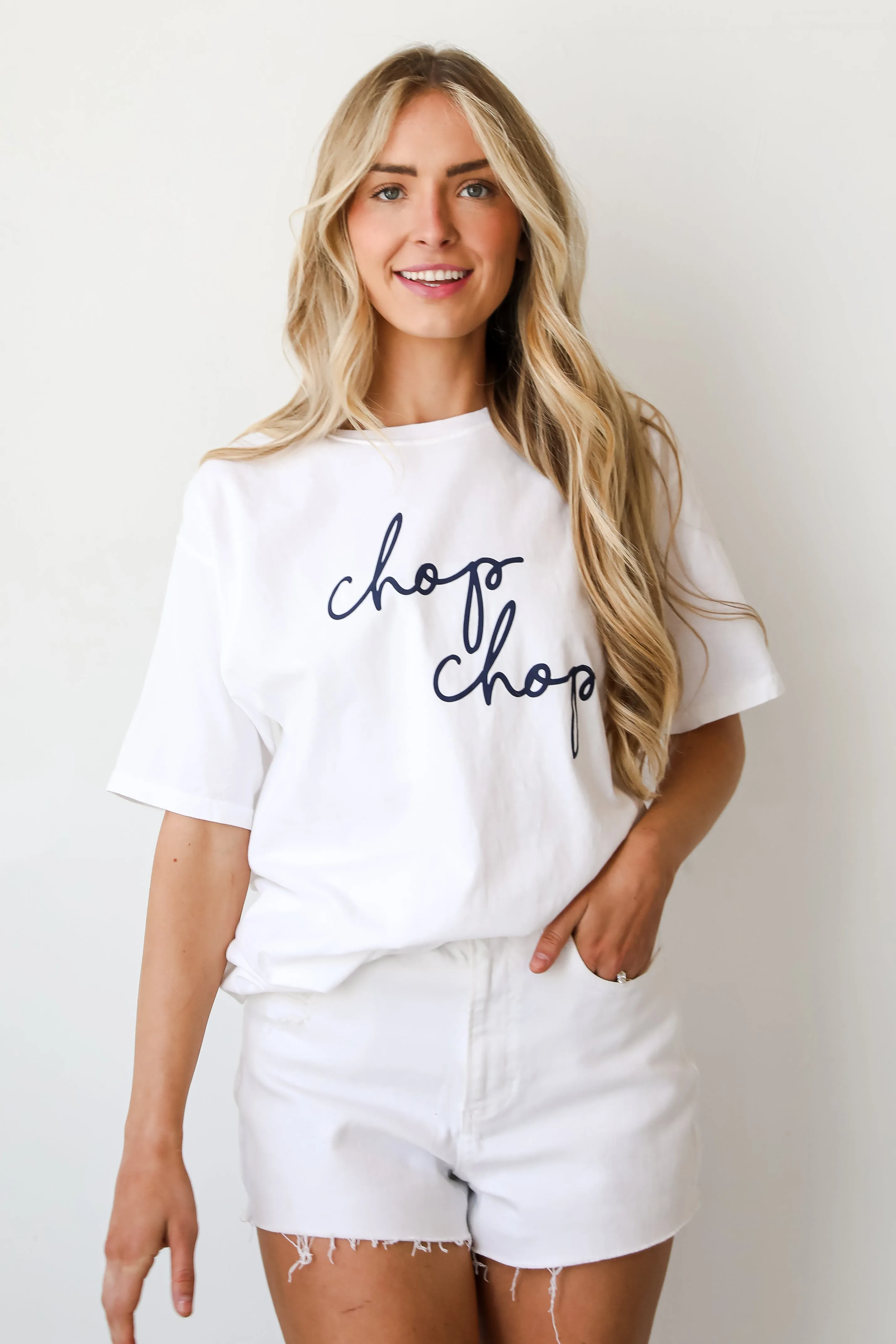 White Chop Chop Script Tee