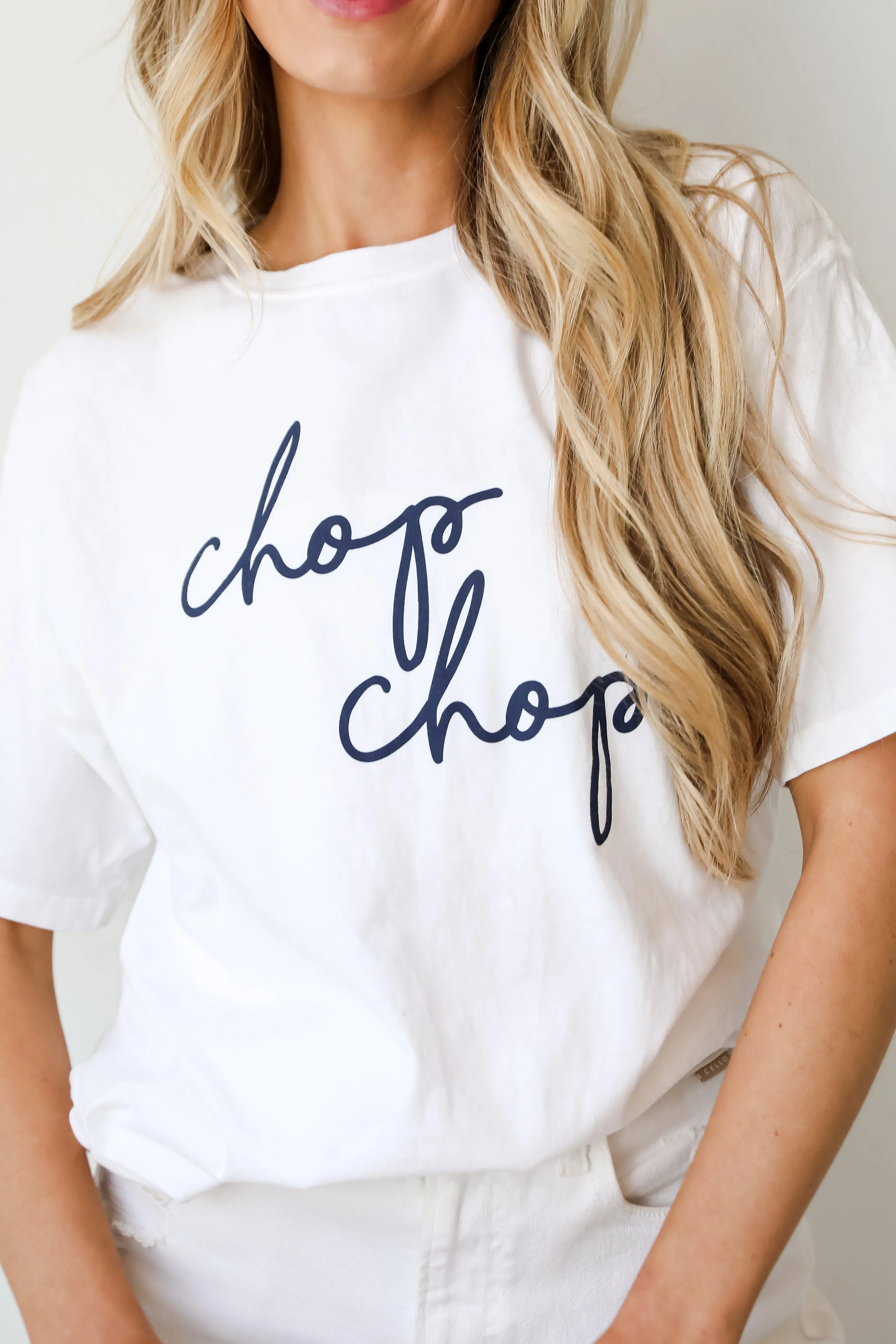 White Chop Chop Script Tee