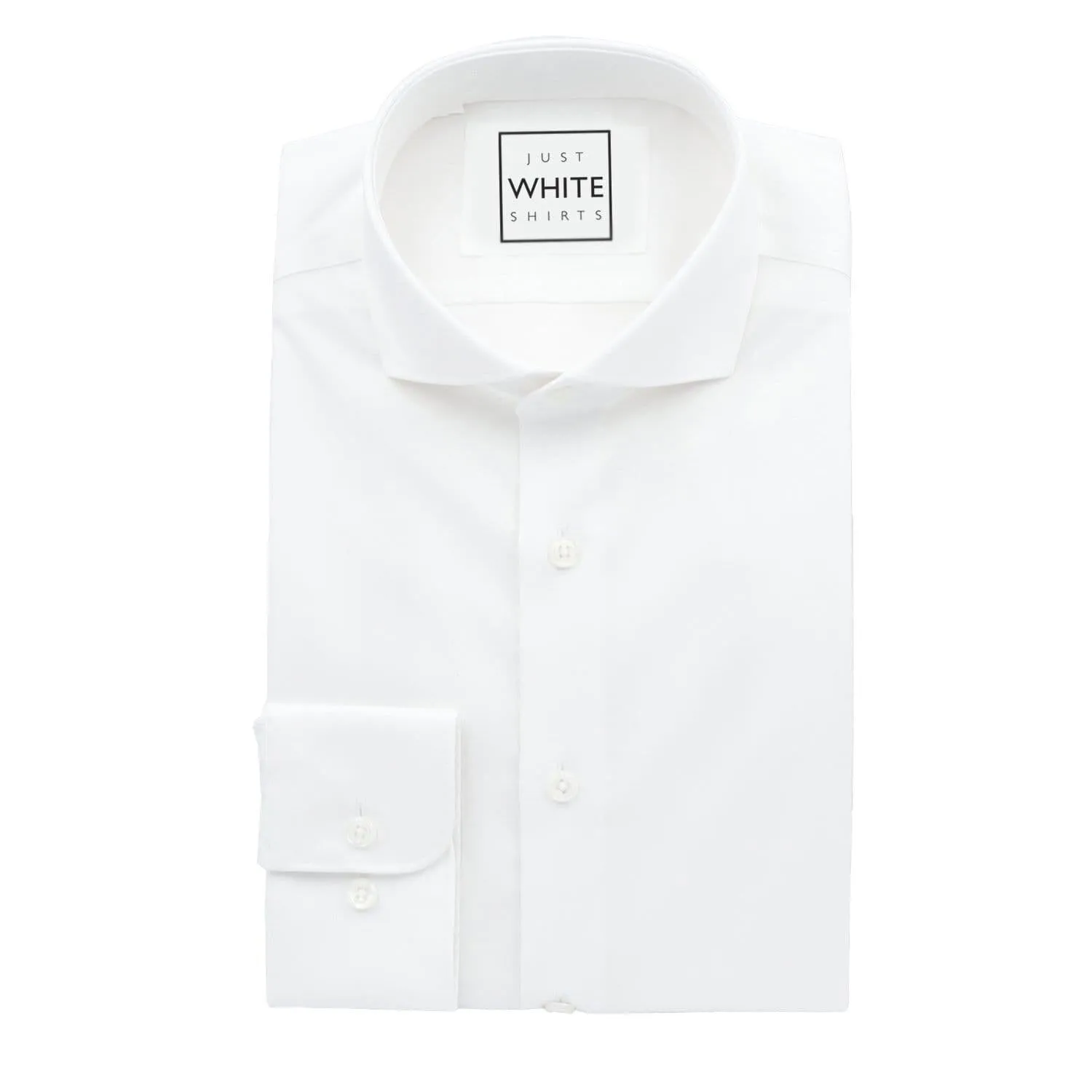 White Egyptian Cotton Non Iron Dress Shirt, Spread Collar and Adjustable Cuffs