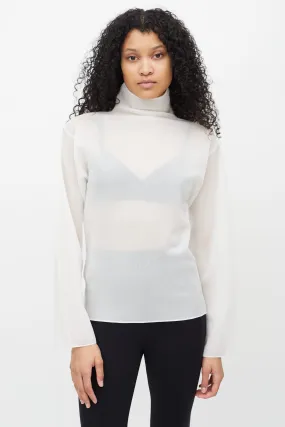 White Sheer Mesh Turtleneck