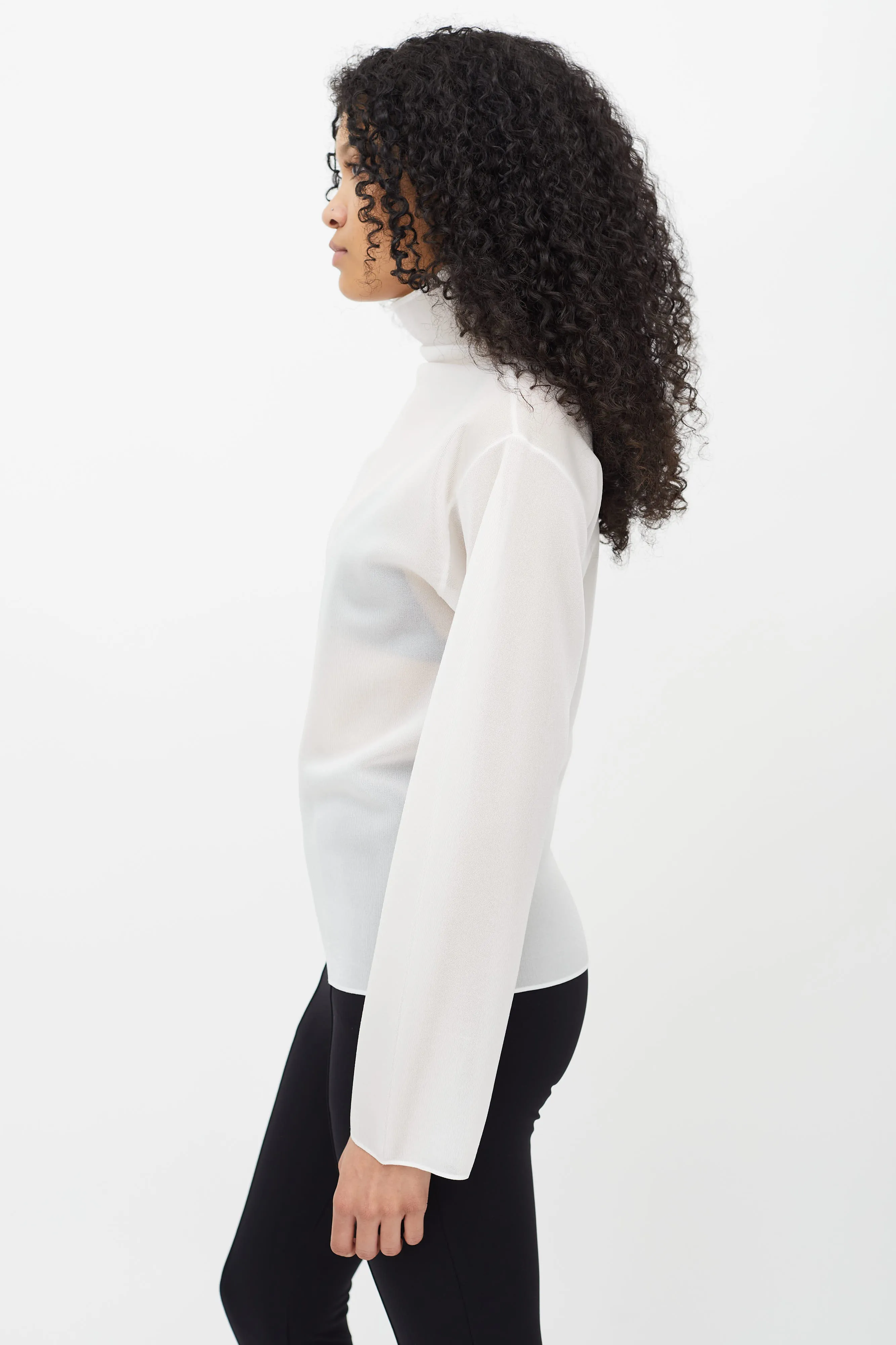 White Sheer Mesh Turtleneck