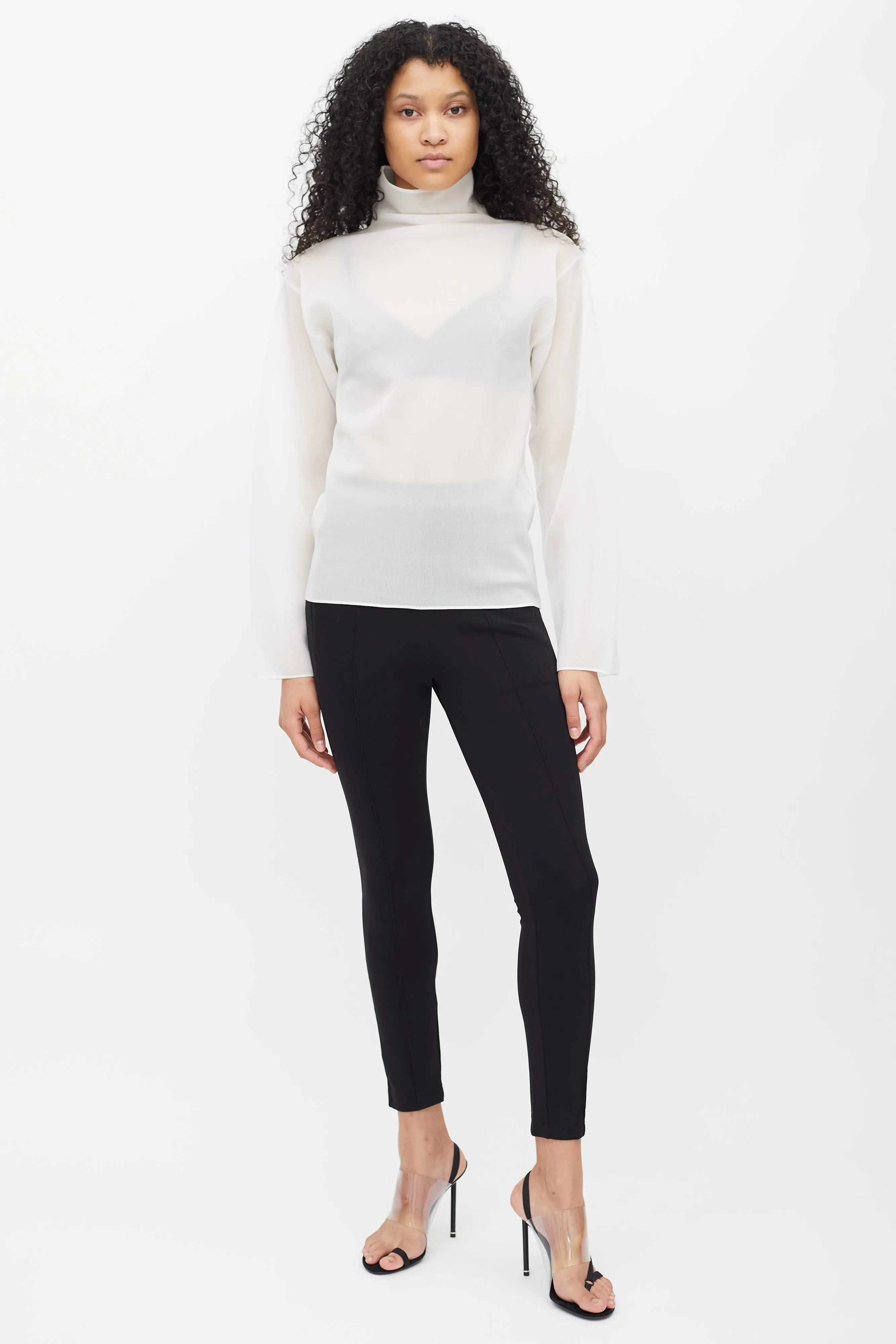 White Sheer Mesh Turtleneck