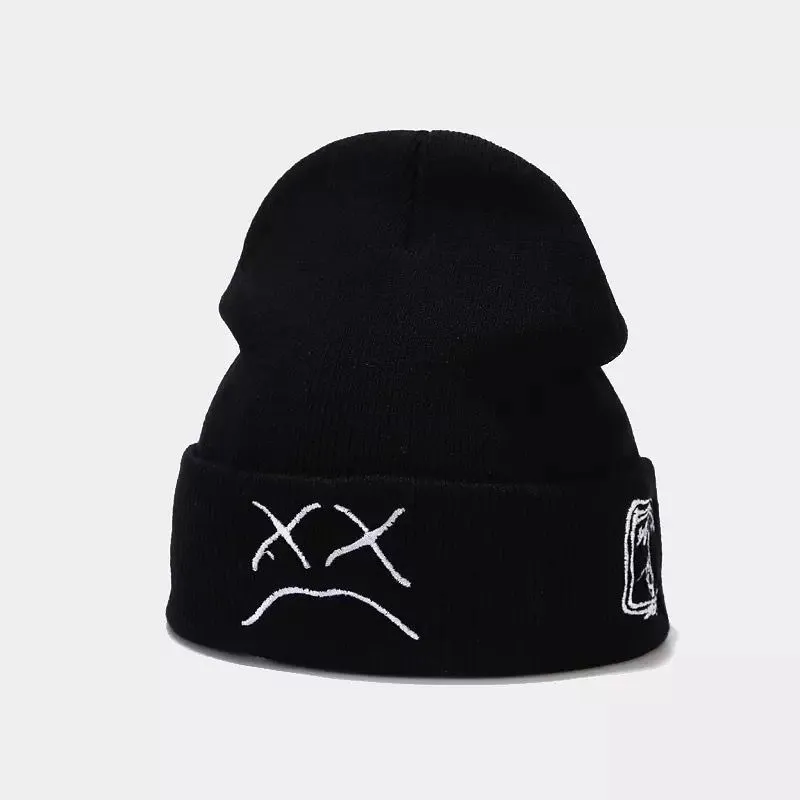 WLS Sad Face Knitted Beanies Cap