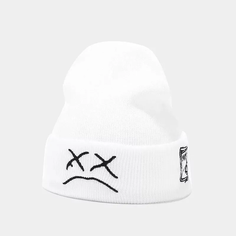 WLS Sad Face Knitted Beanies Cap