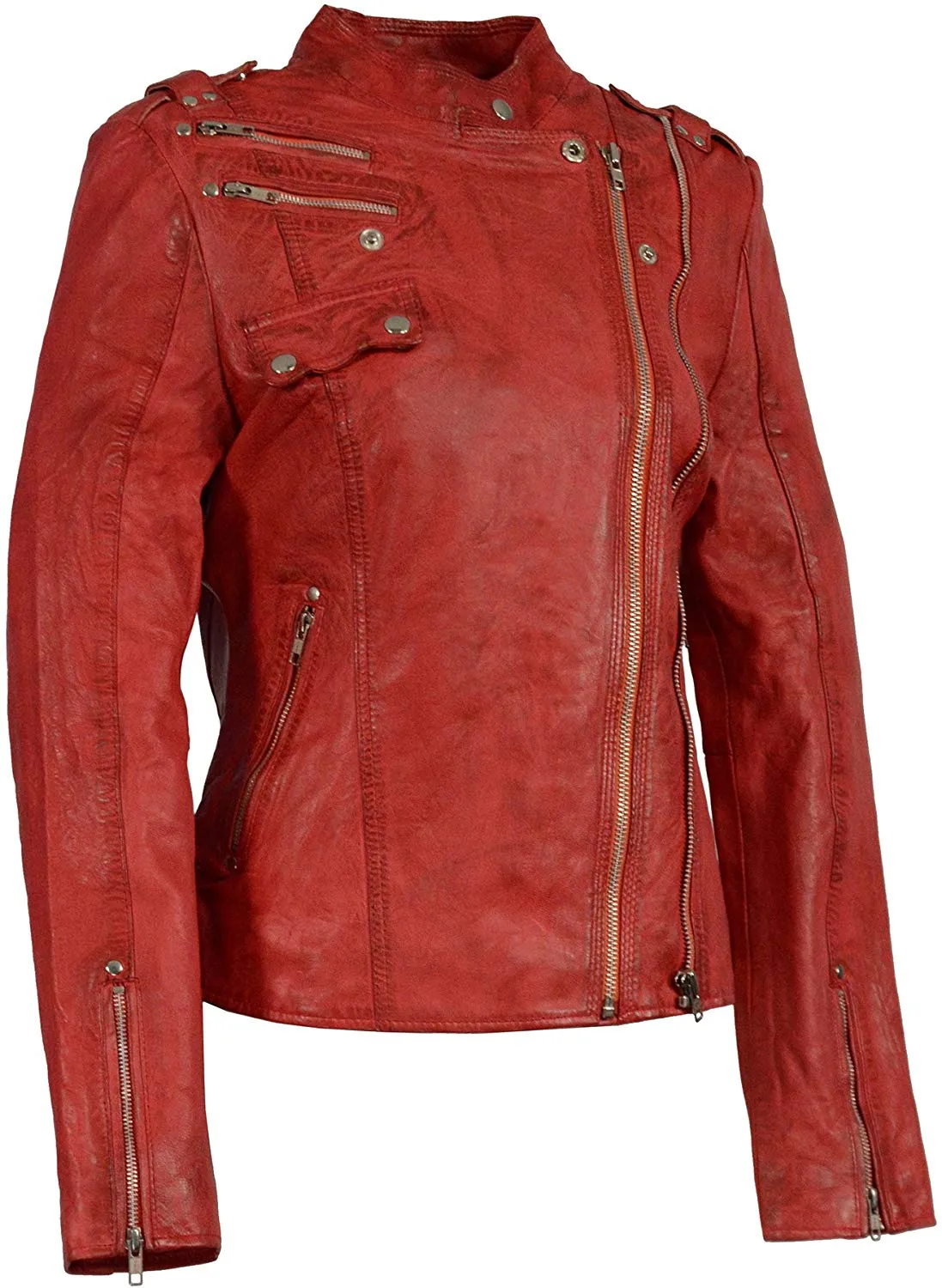 Woman's Double Zipper Asymmetrical Moto Jacket