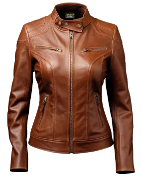 Women Brown Designer Leather Jacket