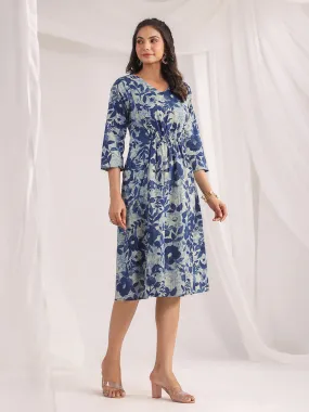 Women Indigo Cambric Dress