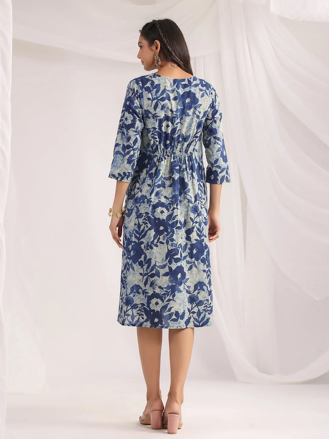 Women Indigo Cambric Dress