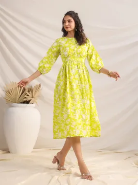 Women Lime Cambric Dress