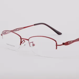 Women's Half Rim Hollow Alloy Frame Eyeglasses 6048