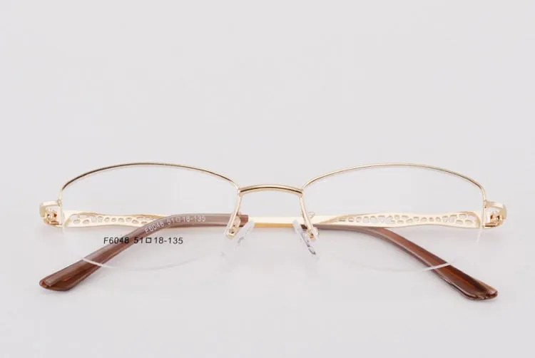 Women's Half Rim Hollow Alloy Frame Eyeglasses 6048