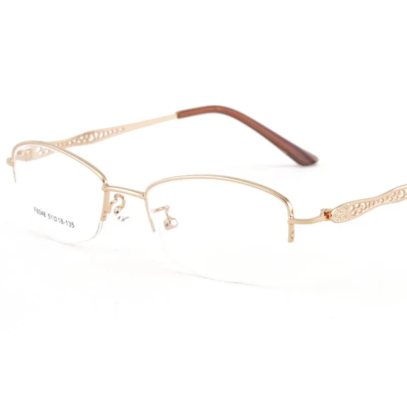 Women's Half Rim Hollow Alloy Frame Eyeglasses 6048