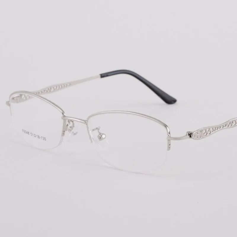 Women's Half Rim Hollow Alloy Frame Eyeglasses 6048