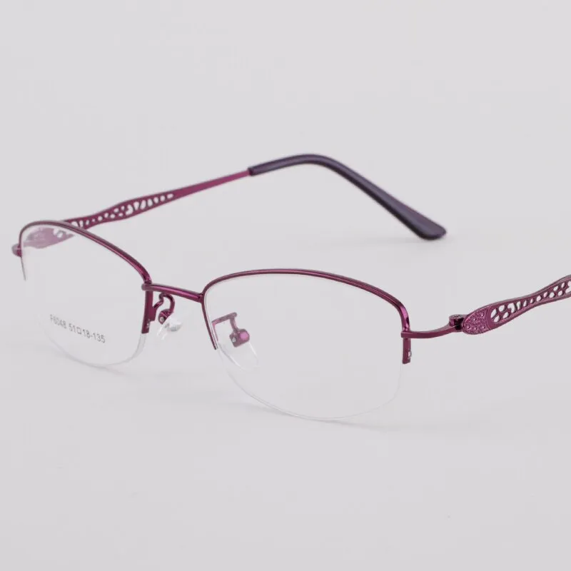 Women's Half Rim Hollow Alloy Frame Eyeglasses 6048