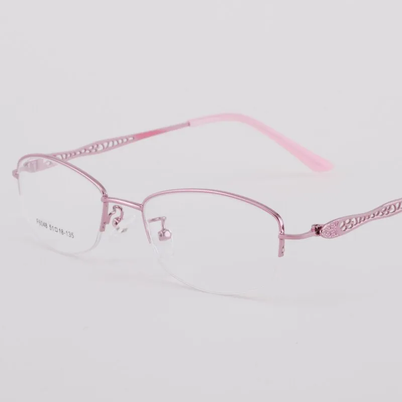 Women's Half Rim Hollow Alloy Frame Eyeglasses 6048