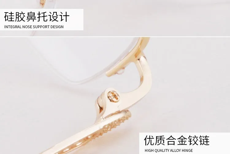 Women's Half Rim Hollow Alloy Frame Eyeglasses 6048