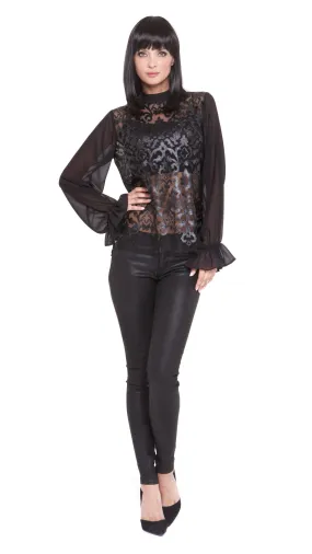 Z Dylan Pleather Lace Long Sleeve Top